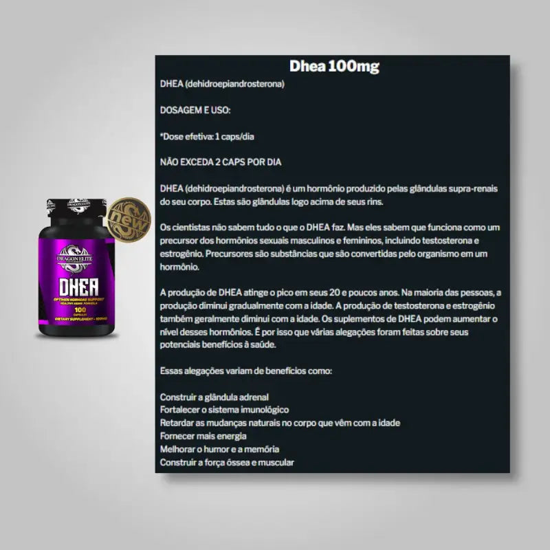 DHEA 100mg (100 Caps) - Dragon Elite - Dragon Elite